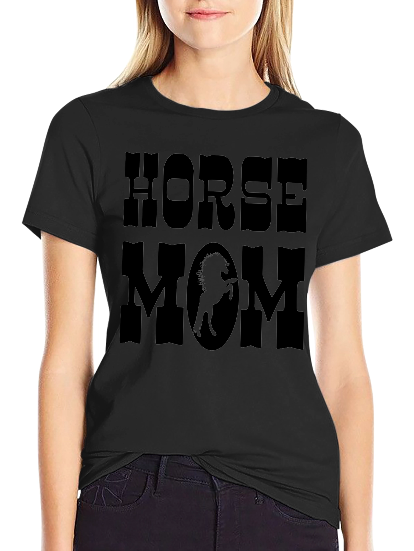 Horse Mom Graphic Print T-Shirt