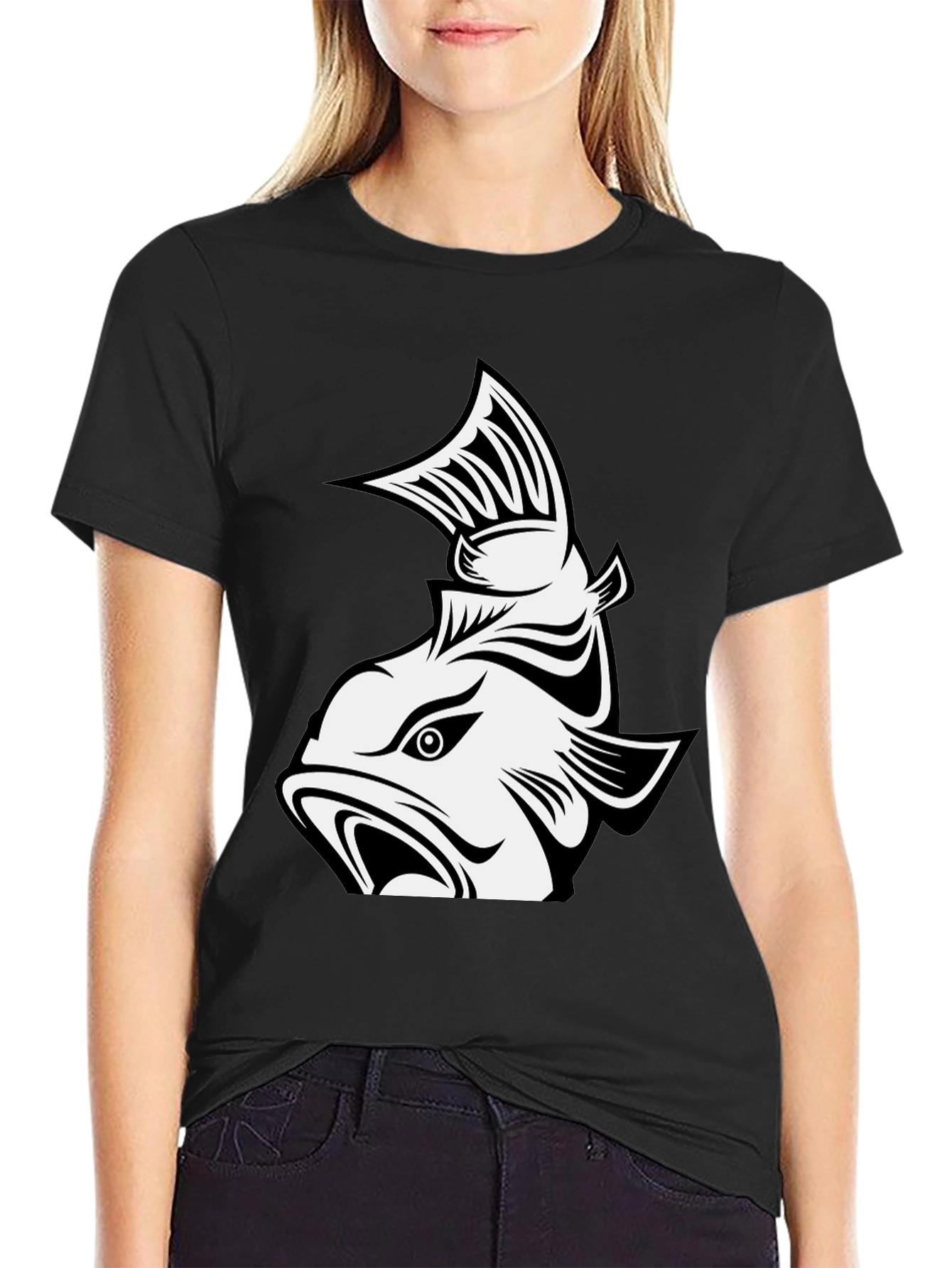 Fish Graphic T-Shirt - Mens Black Tee