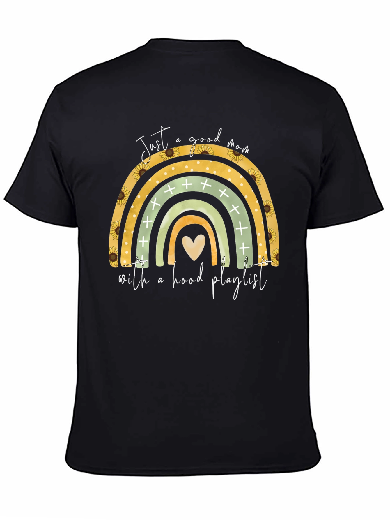 Good Mom Hood Playlist Black T-Shirt