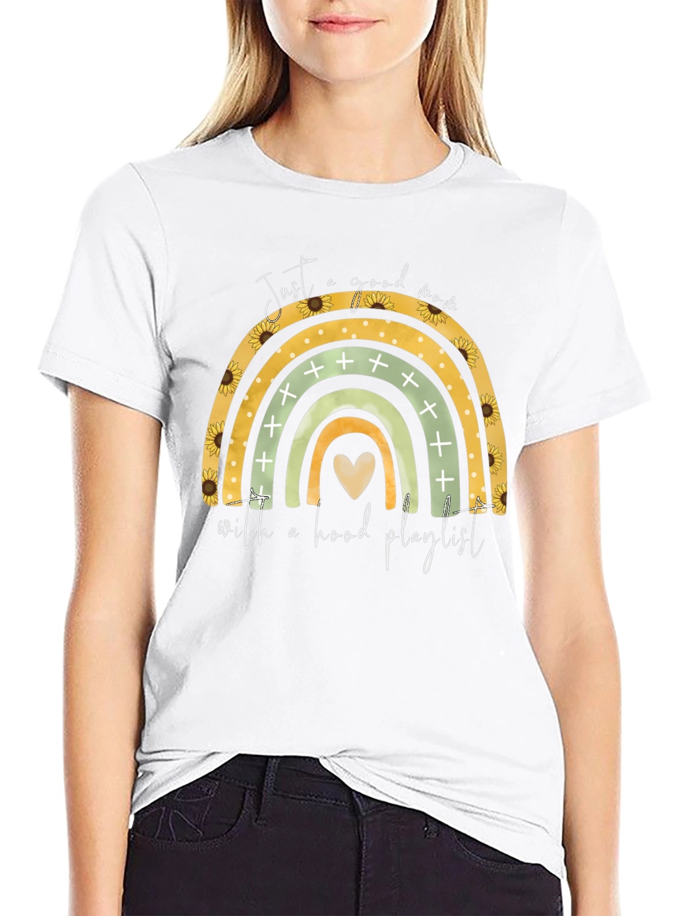 Good Mom Hood Playlist Black T-Shirt
