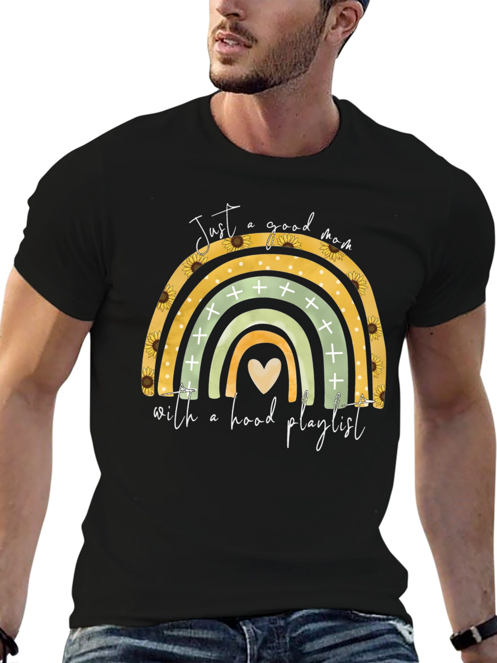 Good Mom Hood Playlist Black T-Shirt