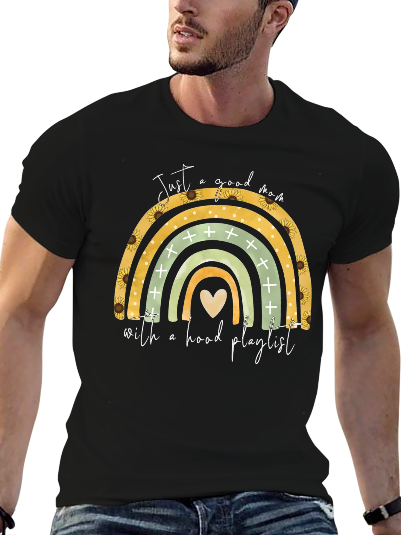 Good Mom Hood Playlist Black T-Shirt