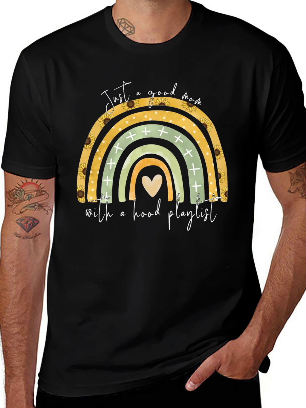 Good Mom Hood Playlist Black T-Shirt