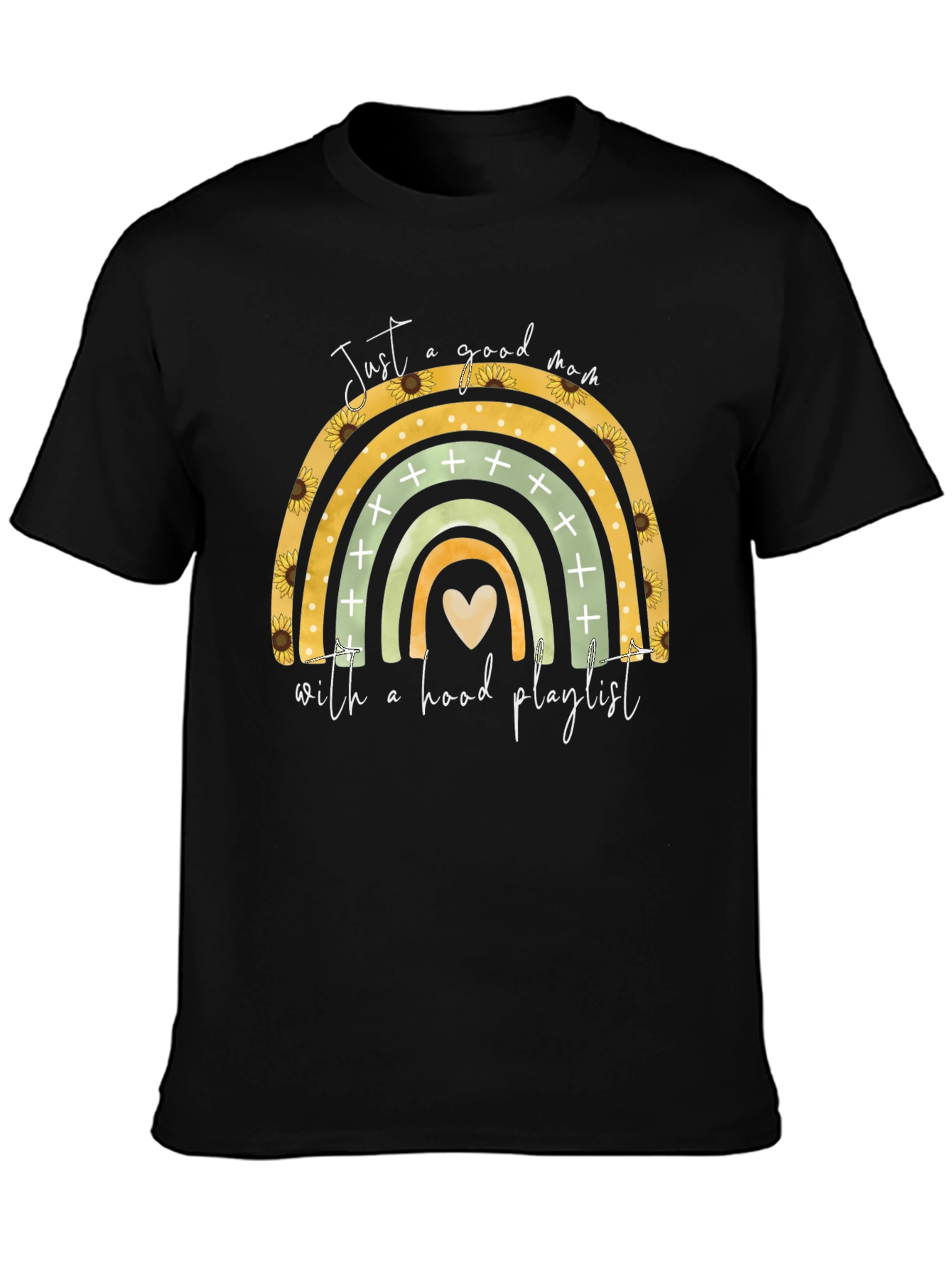 Good Mom Hood Playlist Black T-Shirt