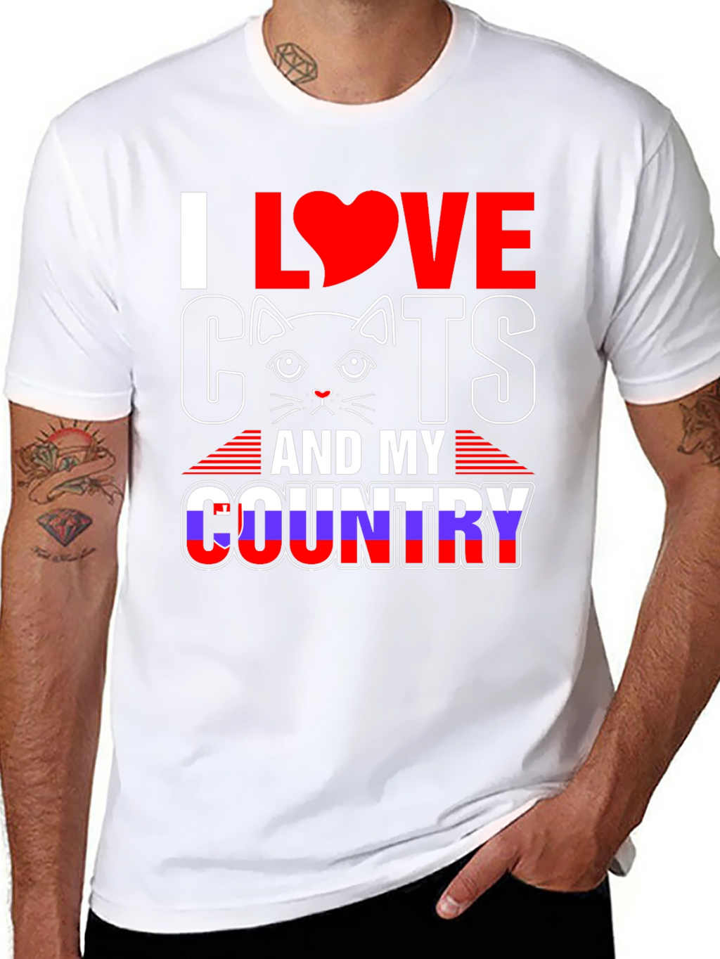 I Love Cats and My Country Graphic Tee