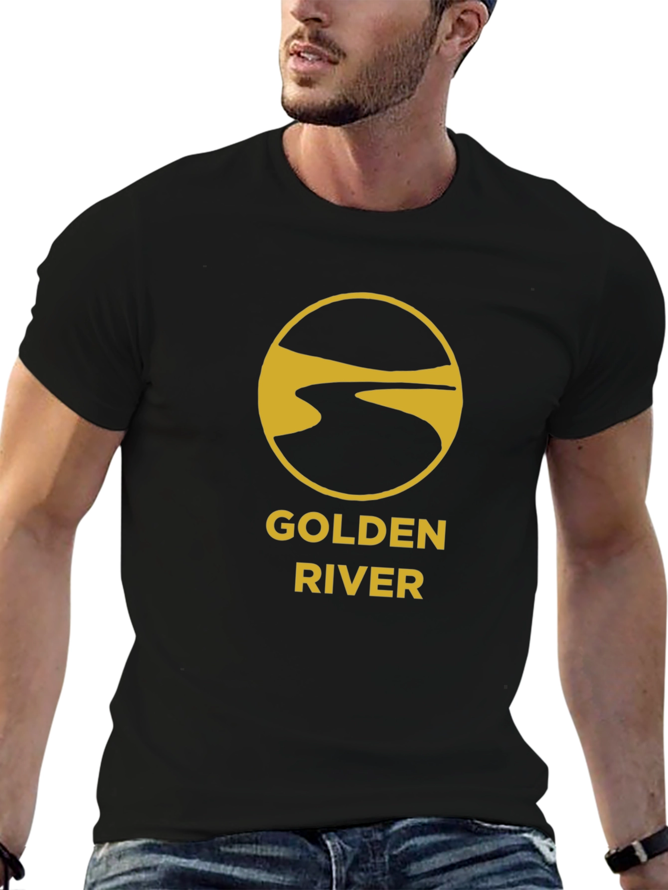 Golden River Graphic Tee - Stylish Black T-Shirt