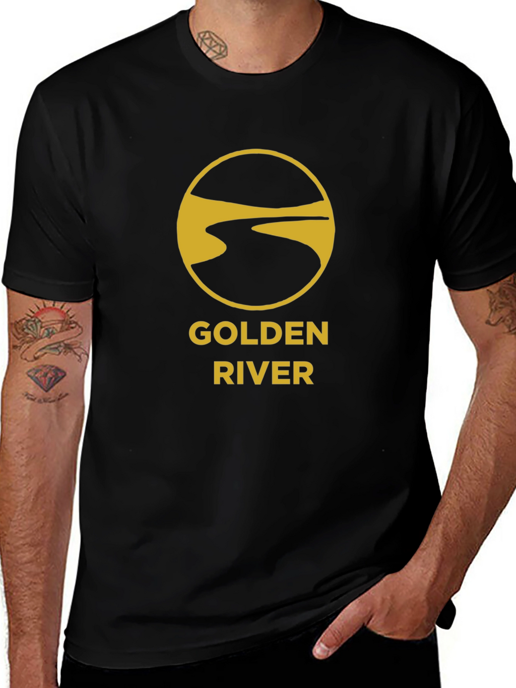Golden River Graphic Tee - Stylish Black T-Shirt
