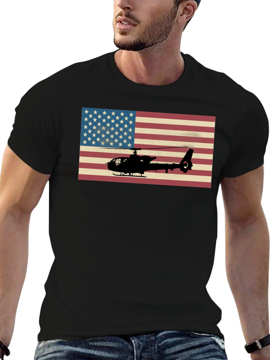 American Flag Helicopter Graphic Tee