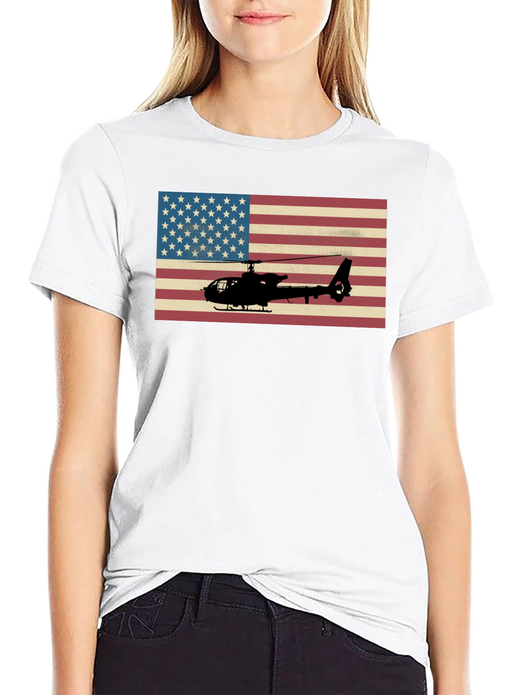 American Flag Helicopter Graphic Tee