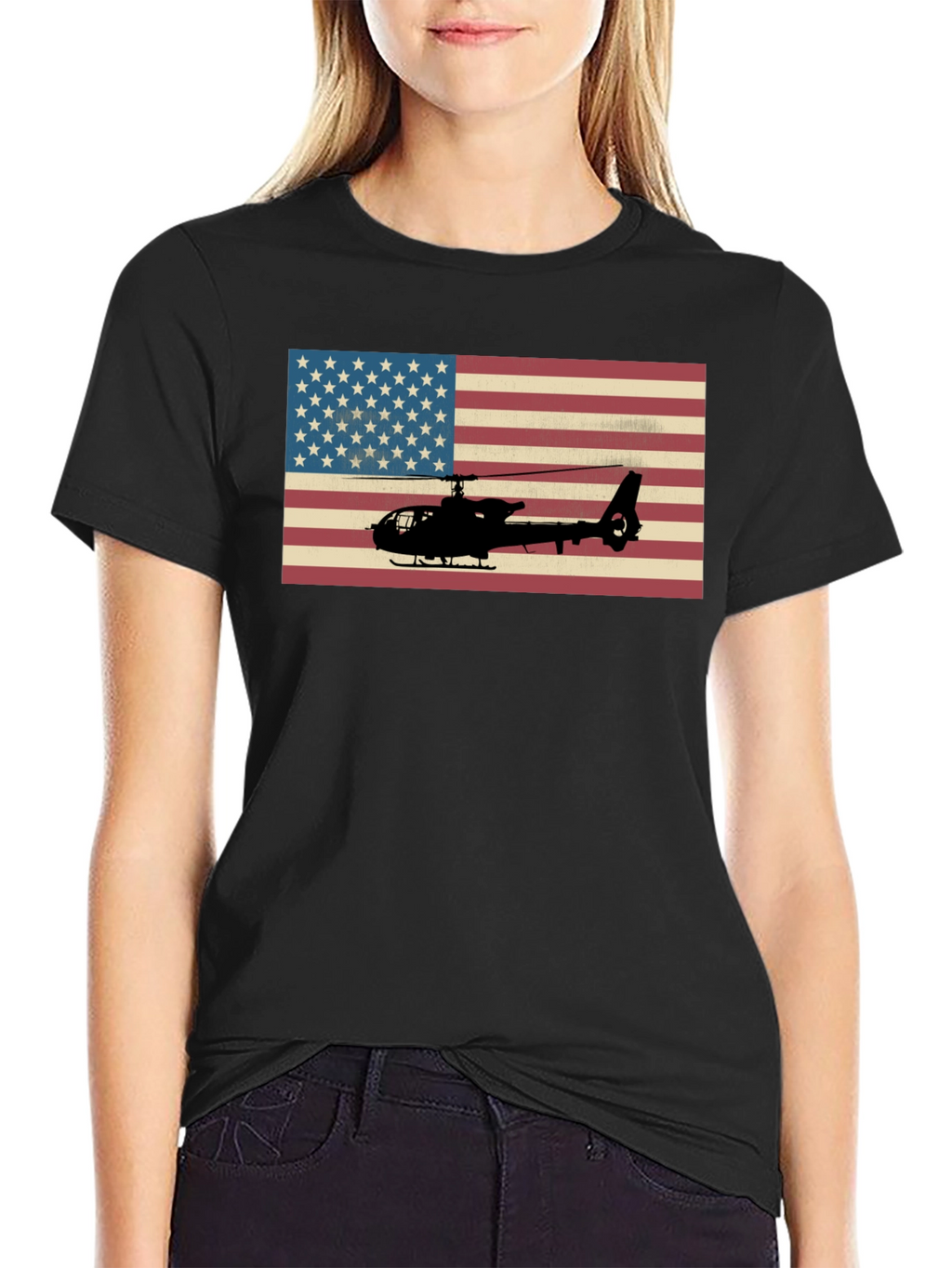 American Flag Helicopter Graphic Tee