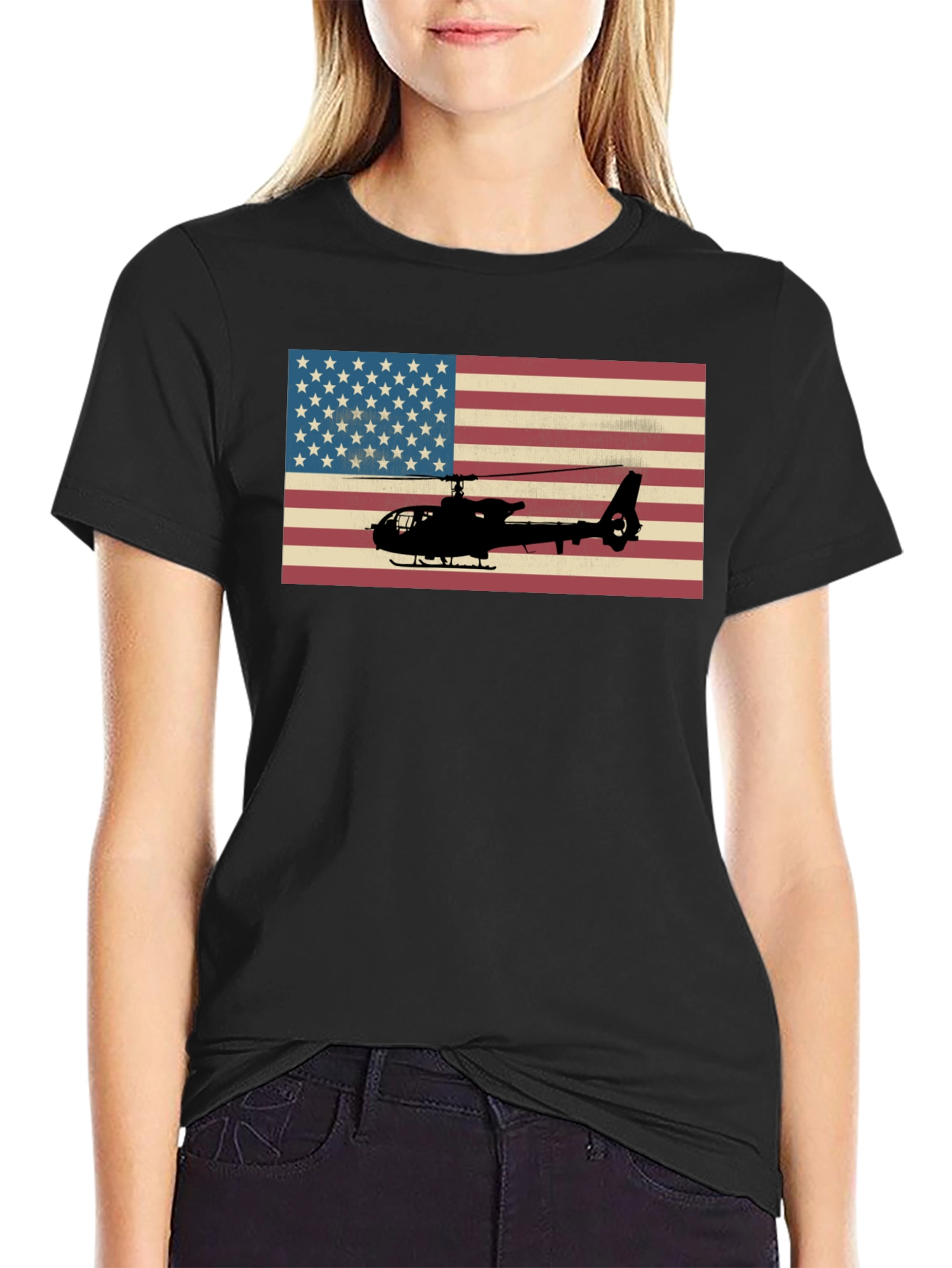American Flag Helicopter Graphic Tee