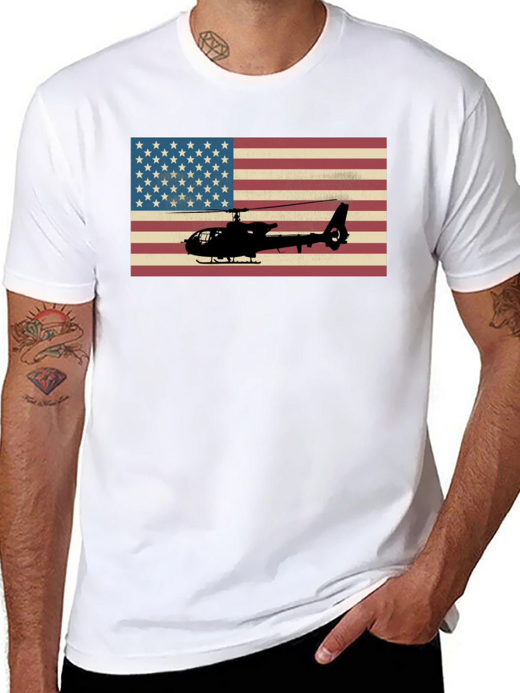 American Flag Helicopter Graphic Tee