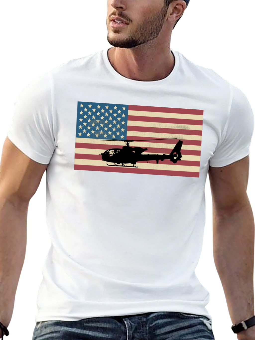 American Flag Helicopter Graphic Tee