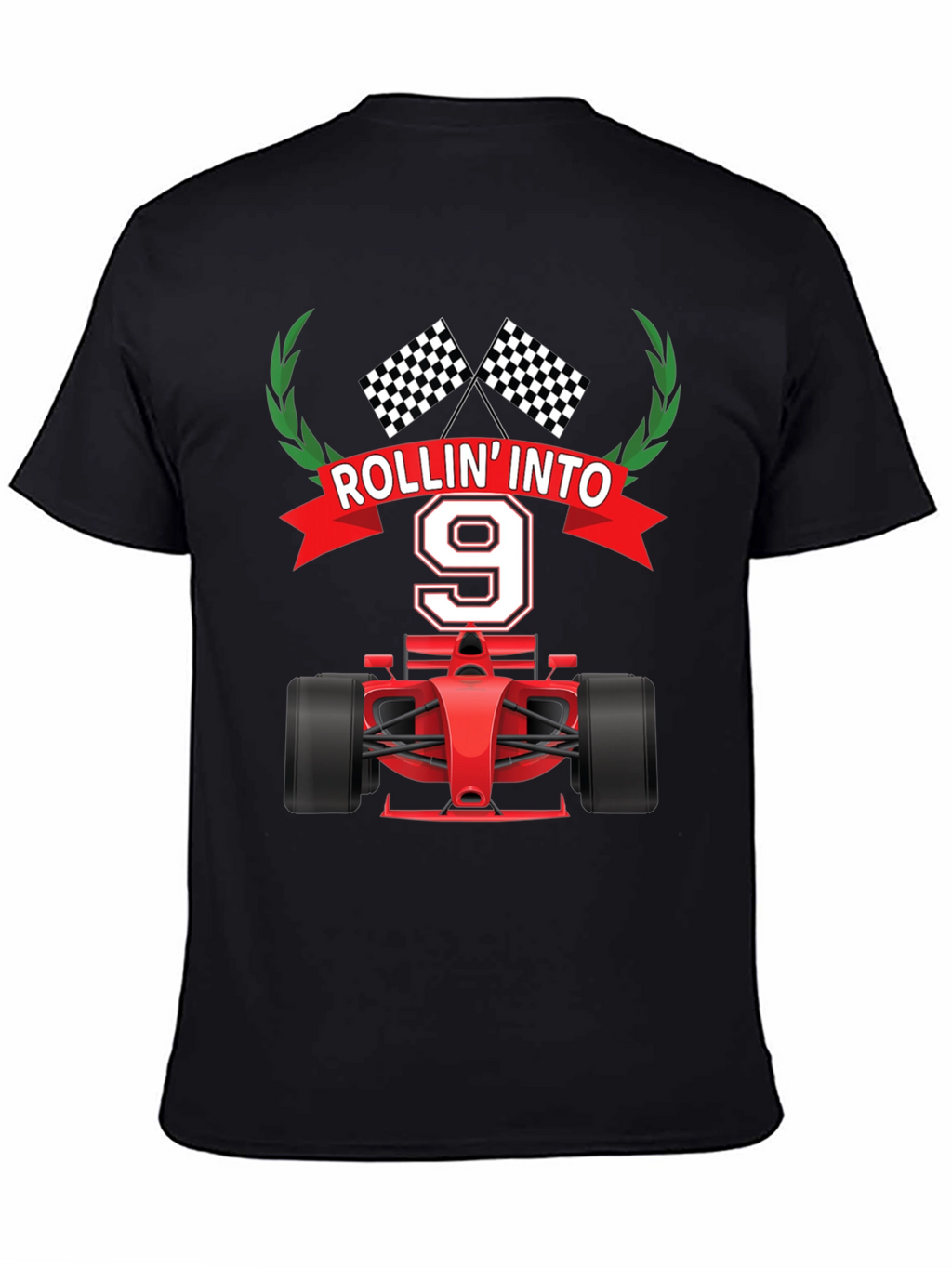 Rollin Into 9 Birthday T-Shirt Racing Theme