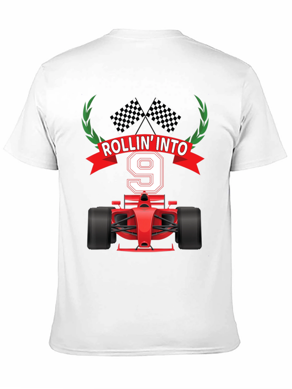 Rollin Into 9 Birthday T-Shirt Racing Theme