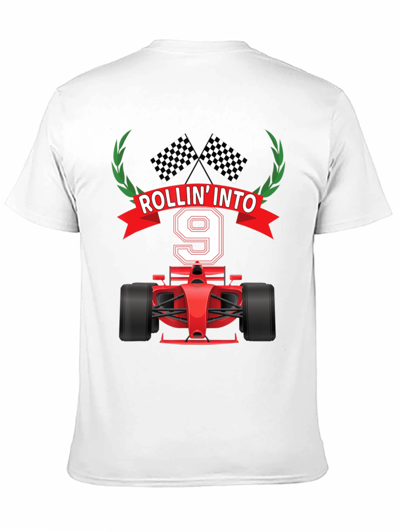 Rollin Into 9 Birthday T-Shirt Racing Theme