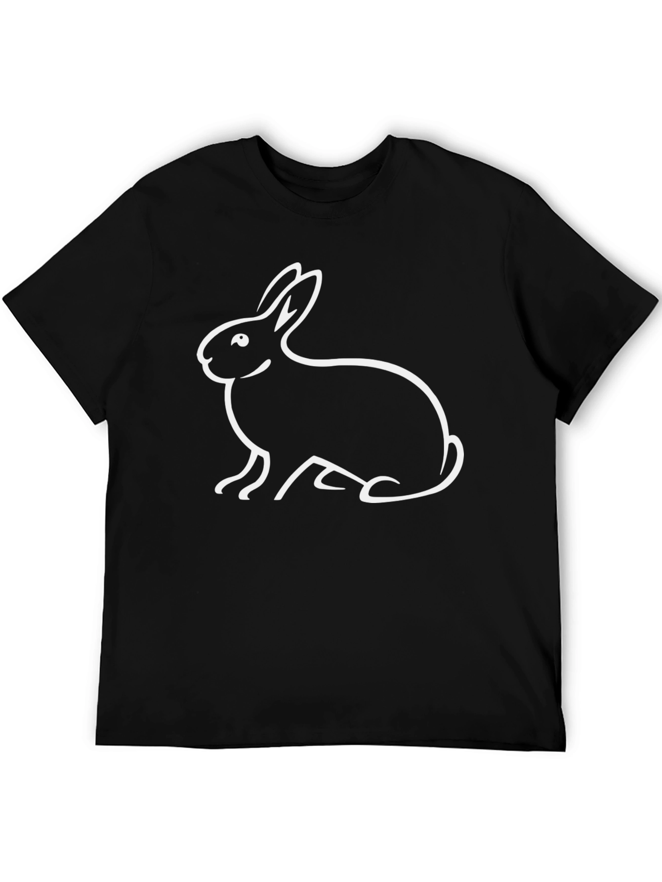 Rabbit Graphic Tee - Black Cotton Casual Comfort