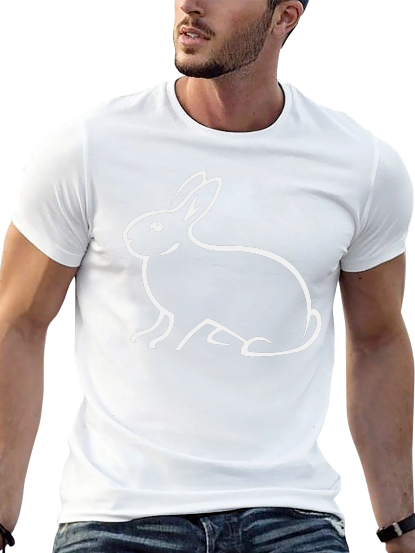 Rabbit Graphic Tee - Black Cotton Casual Comfort