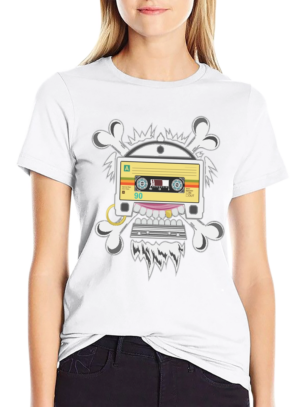 Cassette Tape Skull Graphic T-Shirt