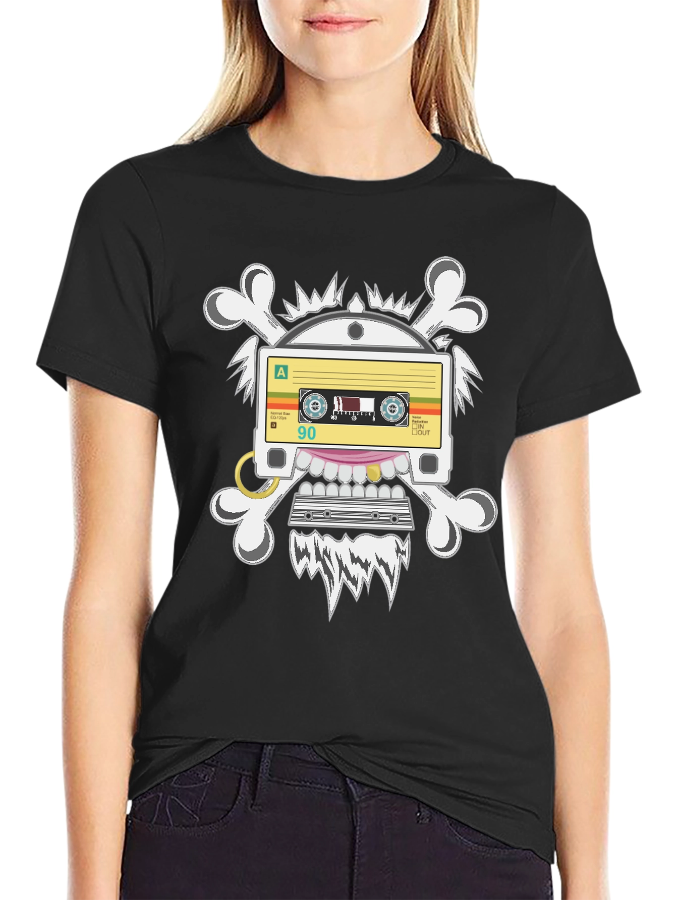 Cassette Tape Skull Graphic T-Shirt