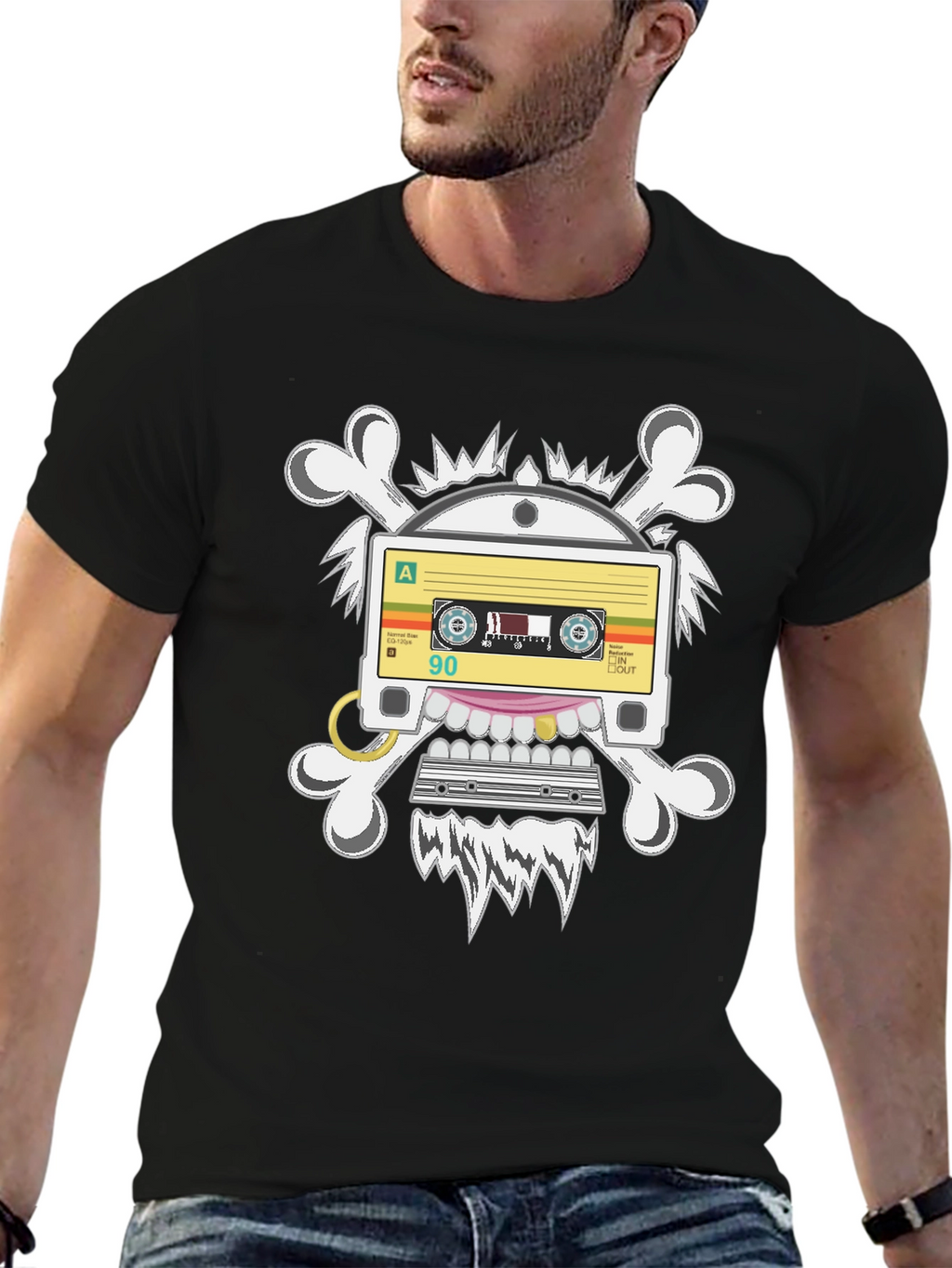 Cassette Tape Skull Graphic T-Shirt