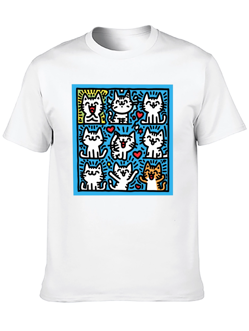 Cute Cats Pop Art Black T-Shirt
