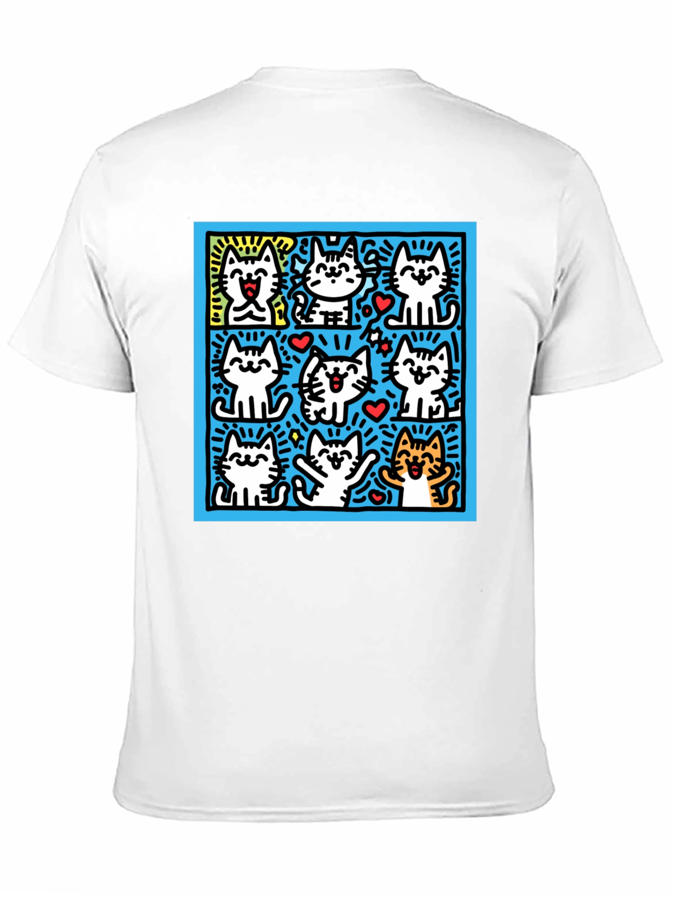 Cute Cats Pop Art Black T-Shirt