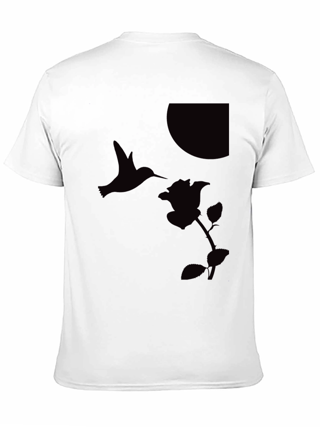 Hummingbird & Rose Graphic Tee - Sleek Black T-Shirt