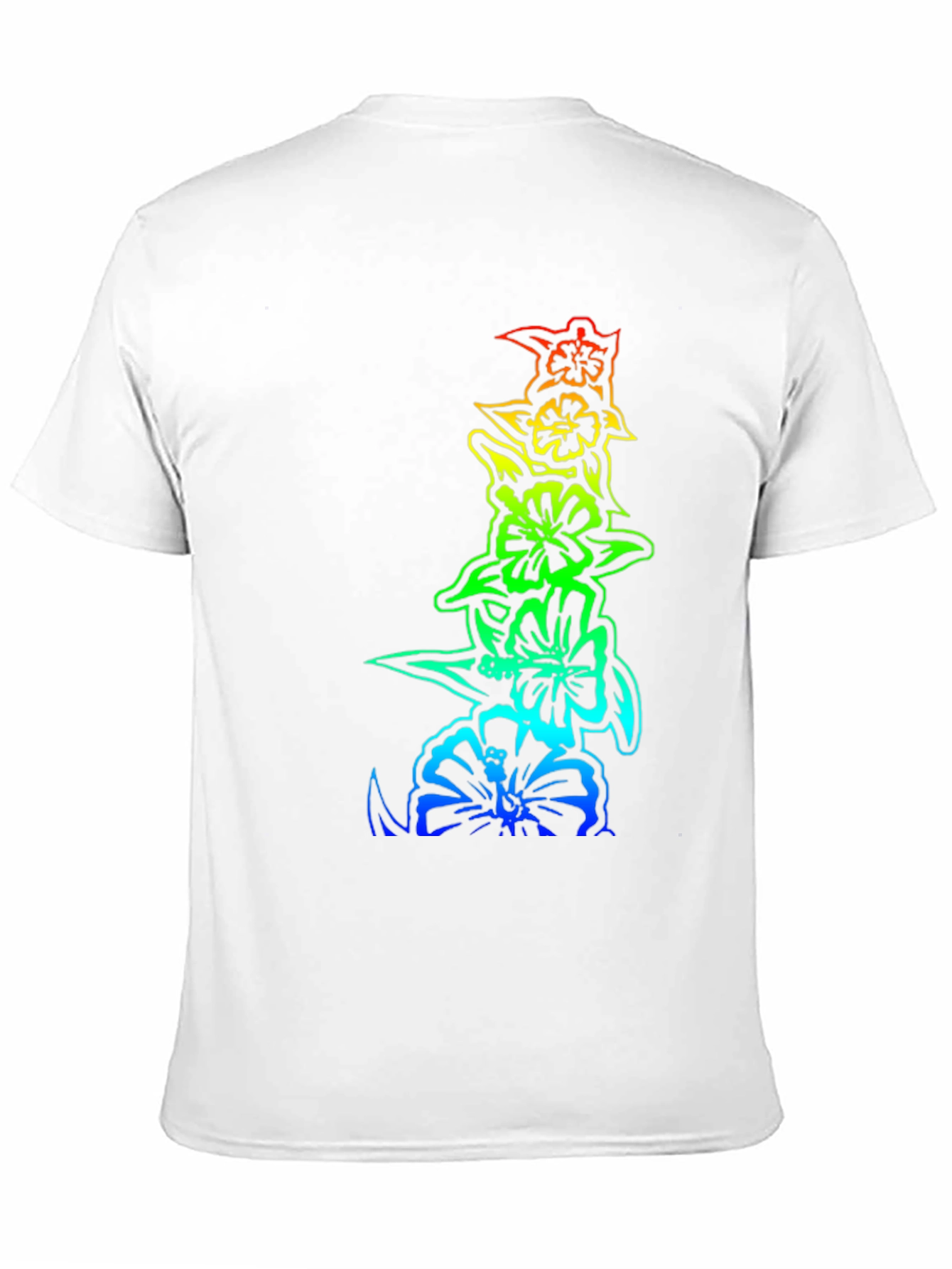 Rainbow Hibiscus Flower Graphic Black T-Shirt