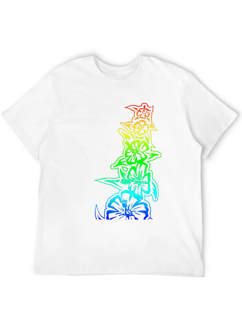 Rainbow Hibiscus Flower Graphic Black T-Shirt