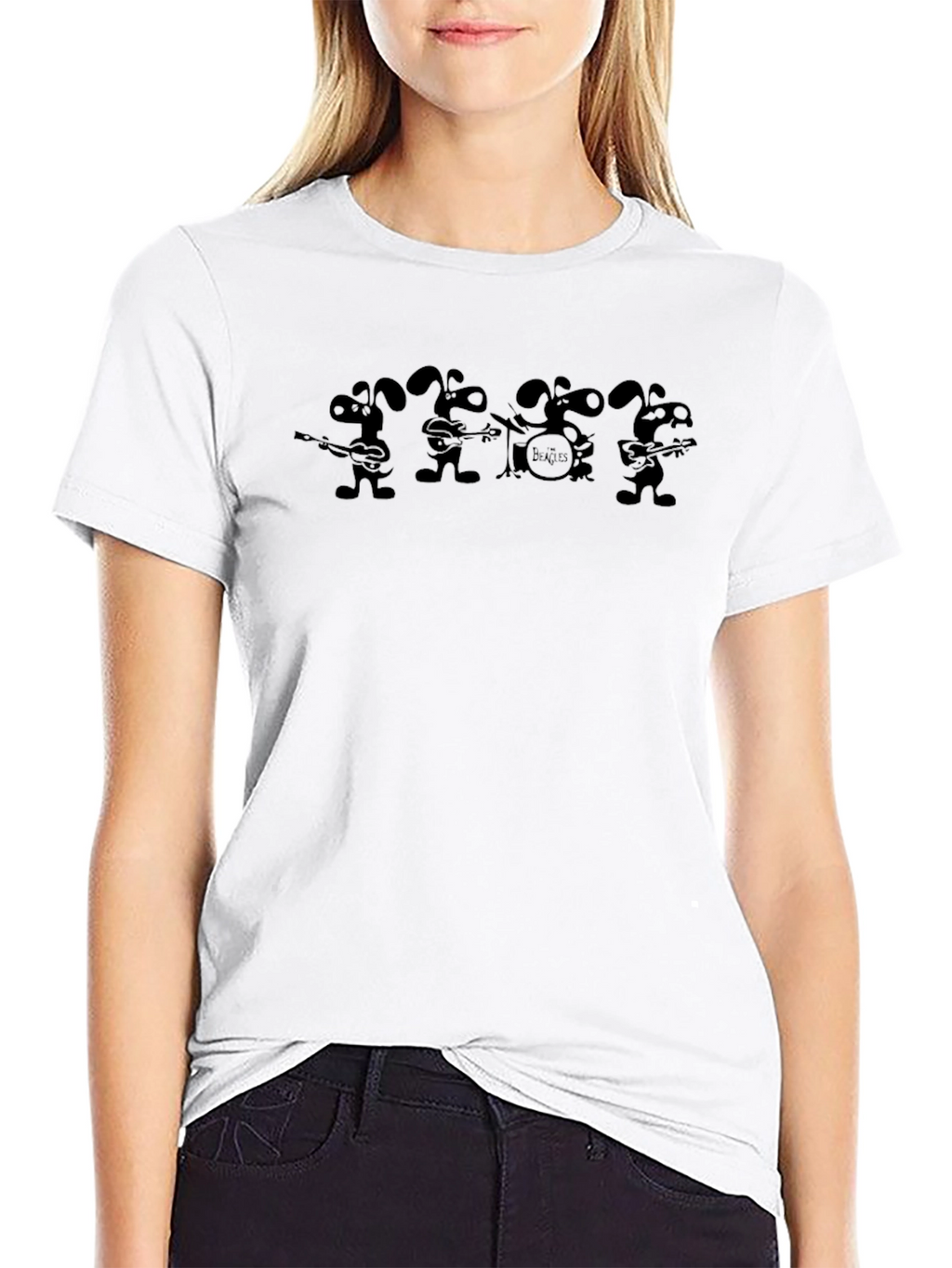 Cartoon Band Graphic Tee - Black T-Shirt