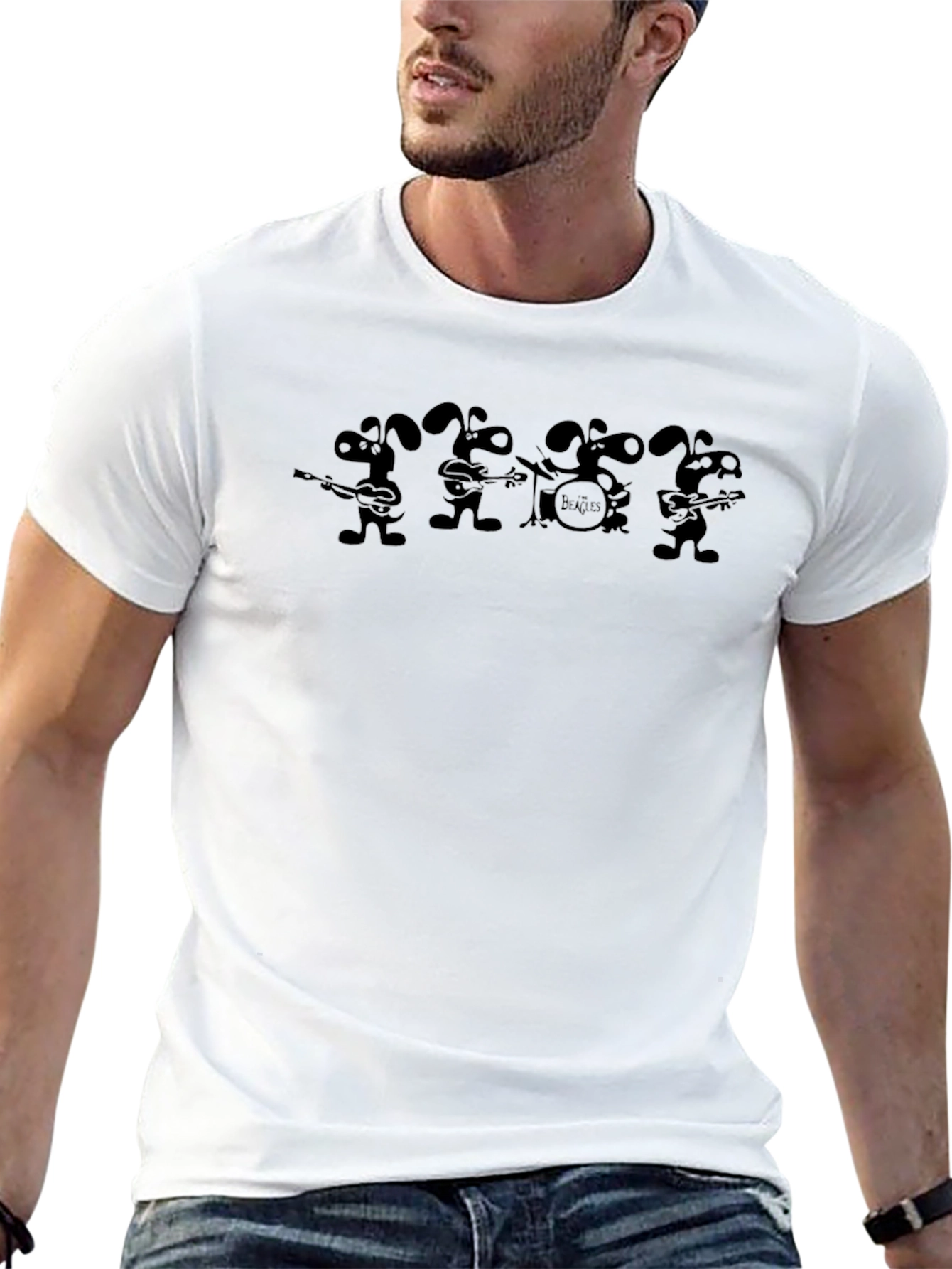 Cartoon Band Graphic Tee - Black T-Shirt