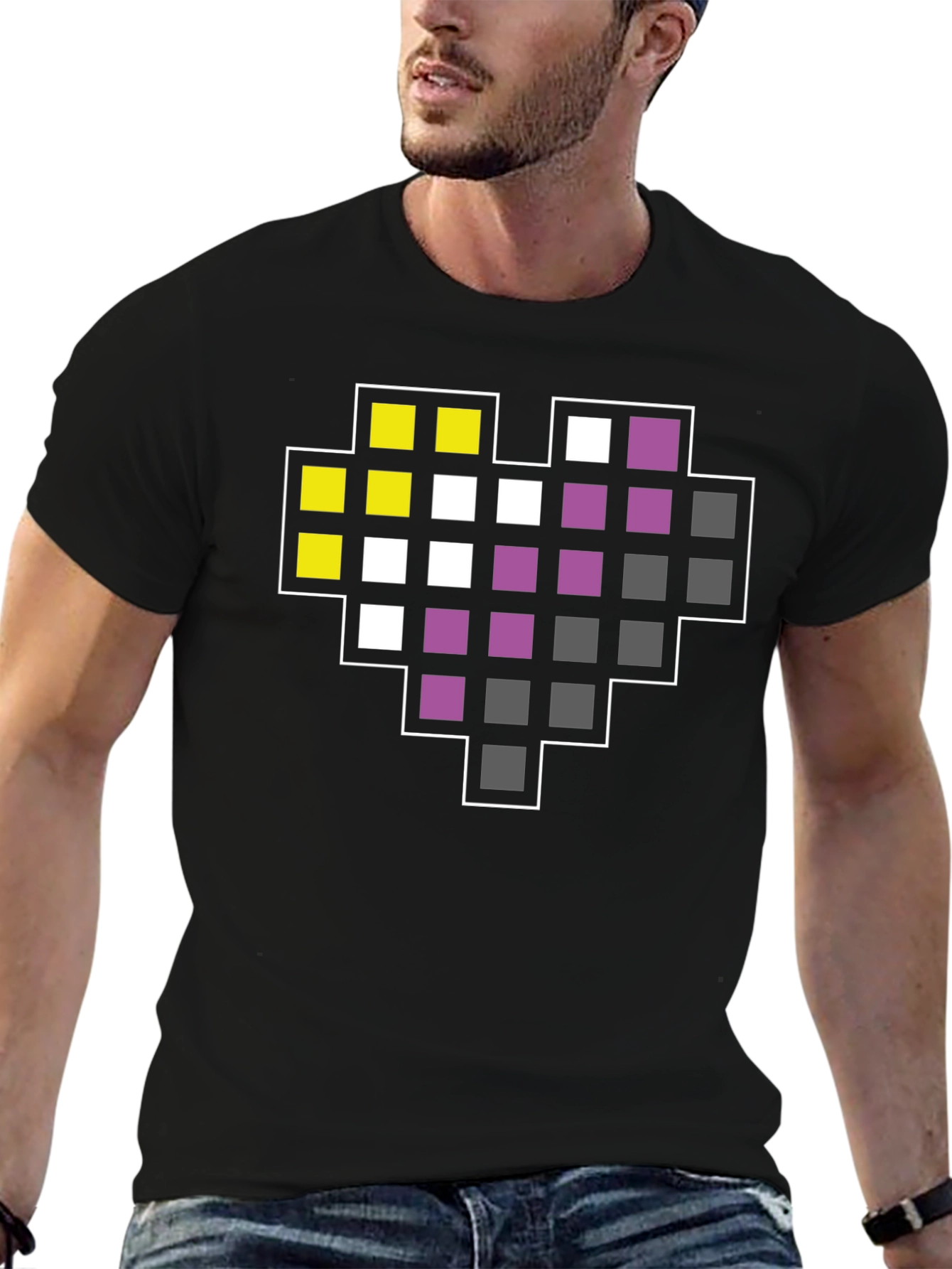 Pixel Heart Nonbinary Pride T-Shirt