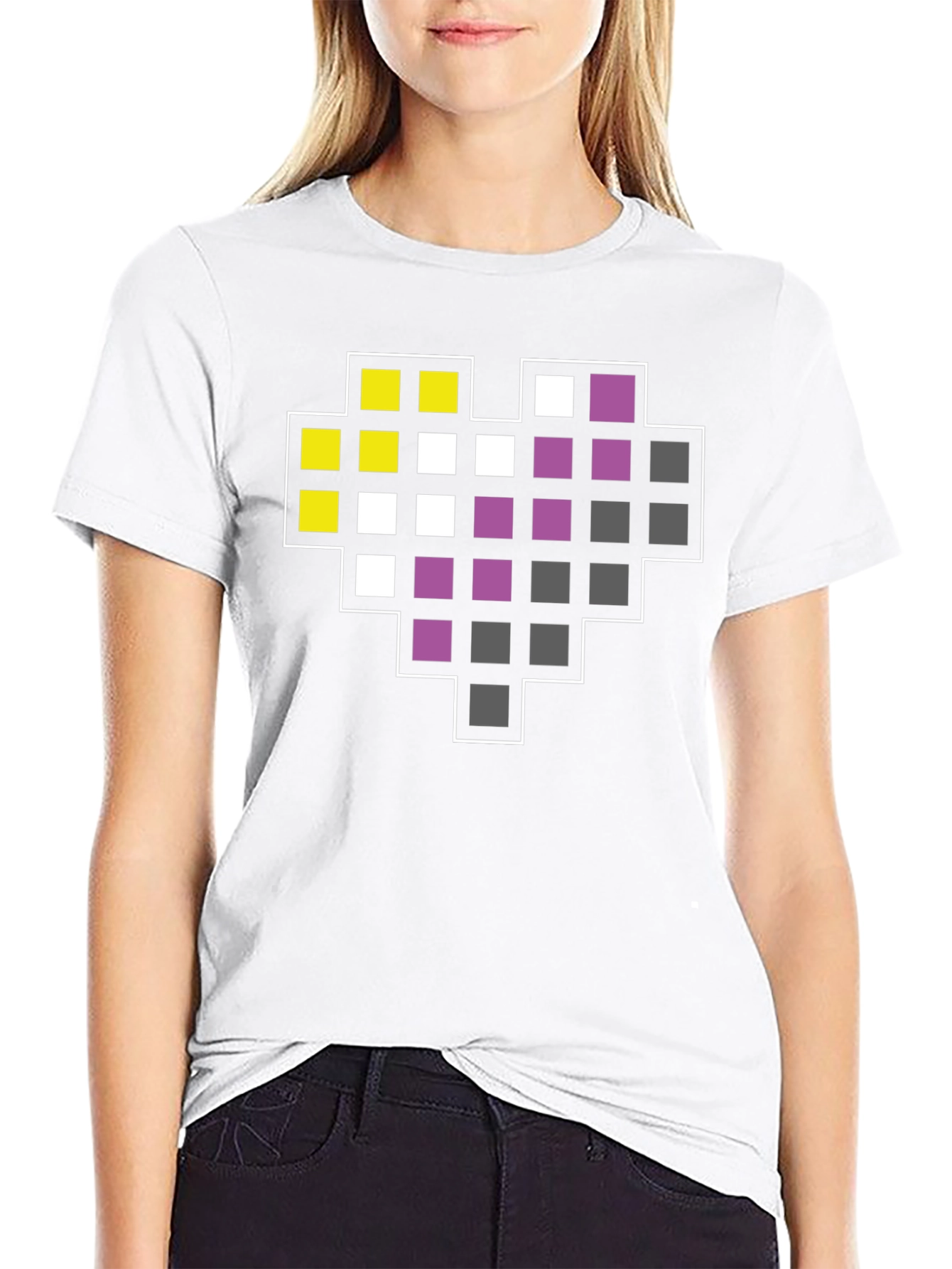 Pixel Heart Nonbinary Pride T-Shirt