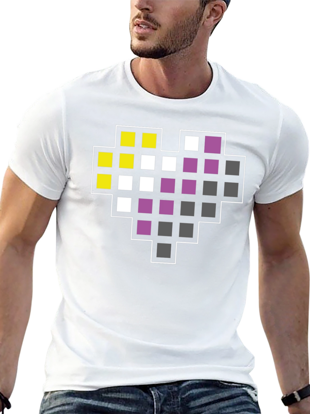 Pixel Heart Nonbinary Pride T-Shirt