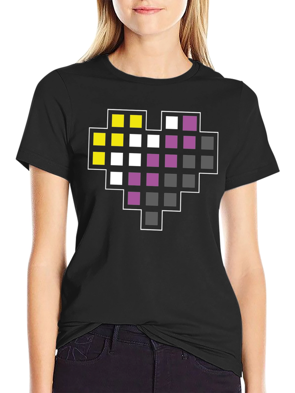 Pixel Heart Nonbinary Pride T-Shirt