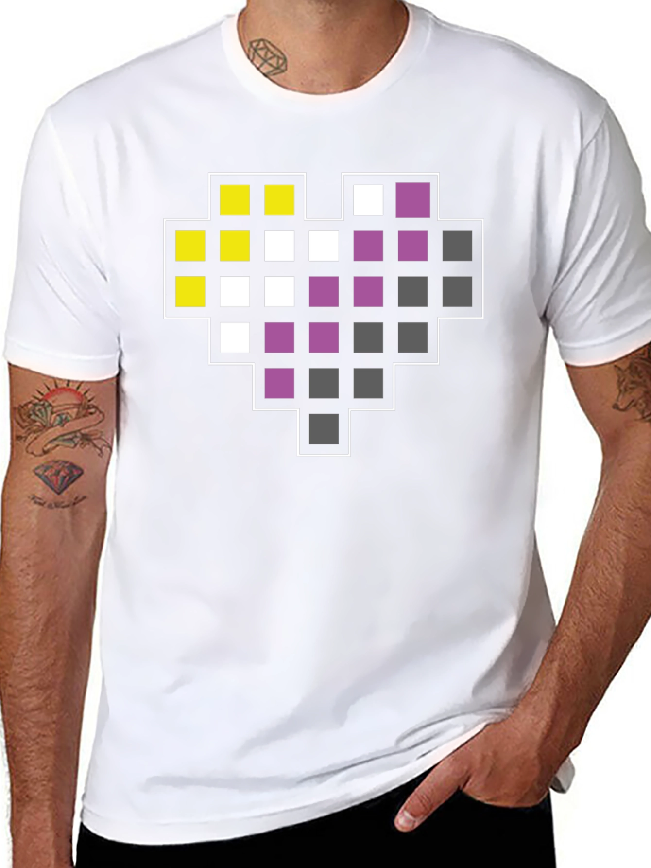 Pixel Heart Nonbinary Pride T-Shirt
