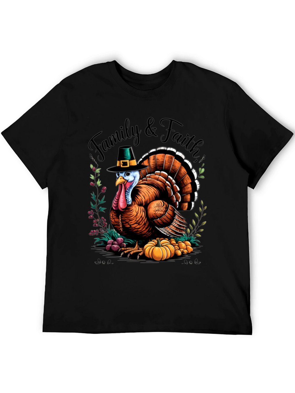 Family & Faith Thanksgiving Turkey Graphic Tee