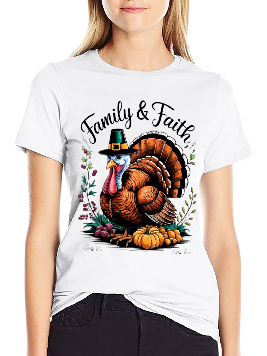 Family & Faith Thanksgiving Turkey Graphic Tee