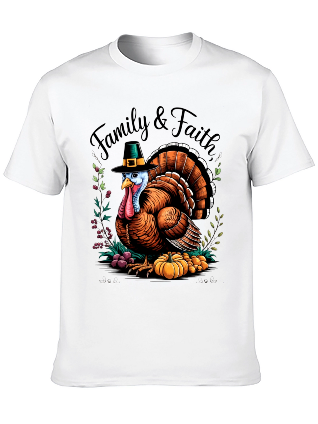 Family & Faith Thanksgiving Turkey Graphic Tee