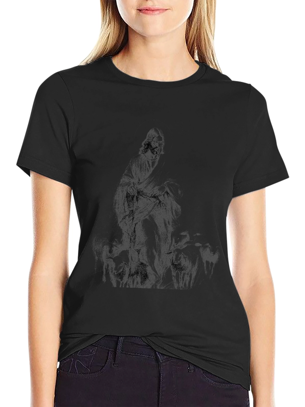 Black Jesus The Good Shepherd Graphic T-Shirt