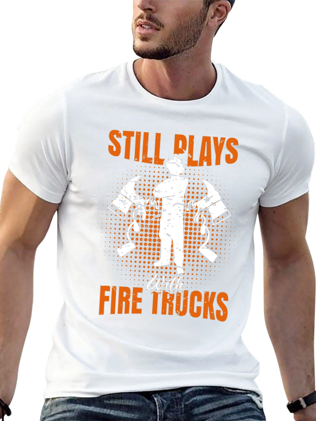 Firefighter Still Plays With Fire Trucks T-Shirt