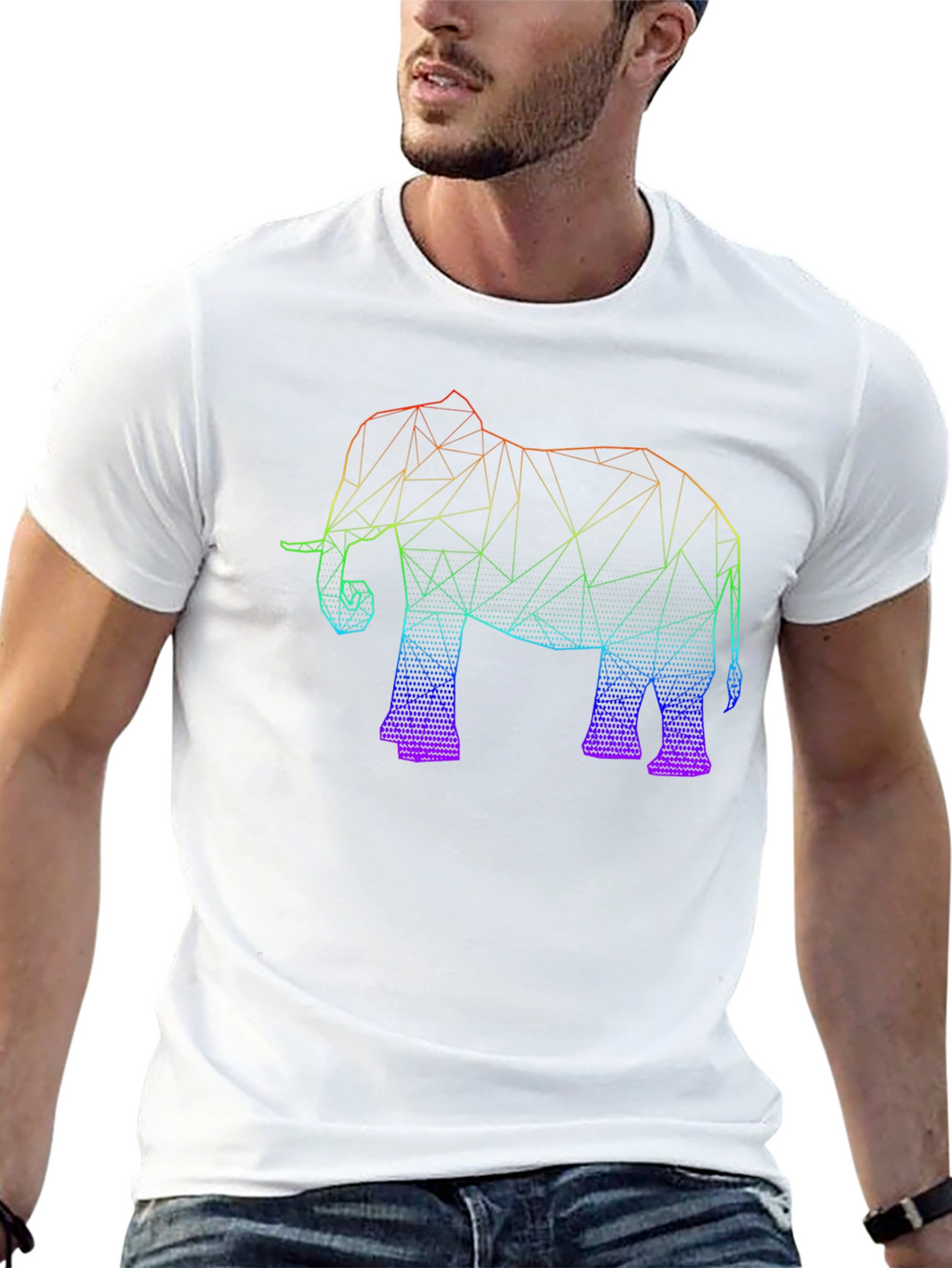 Geometric Elephant Graphic Tee - Black