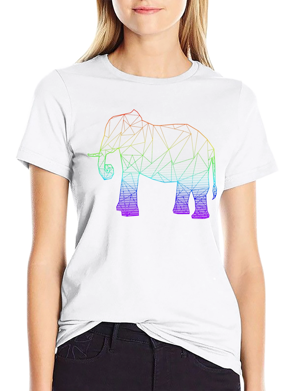 Geometric Elephant Graphic Tee - Black