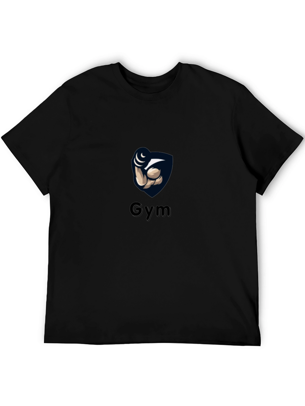 Gym Black T-Shirt with Weightlifting Arm Design