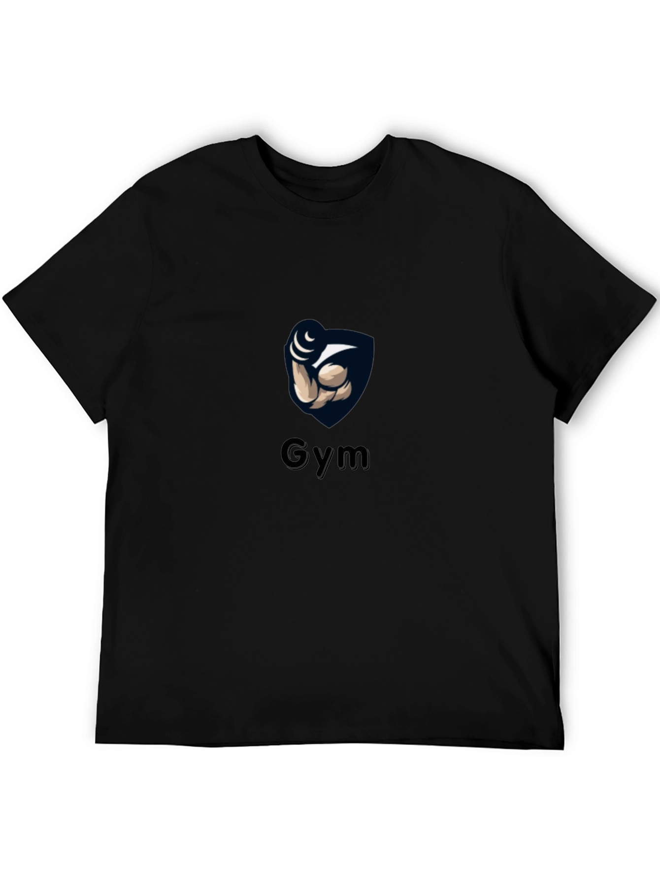 Gym Black T-Shirt with Weightlifting Arm Design