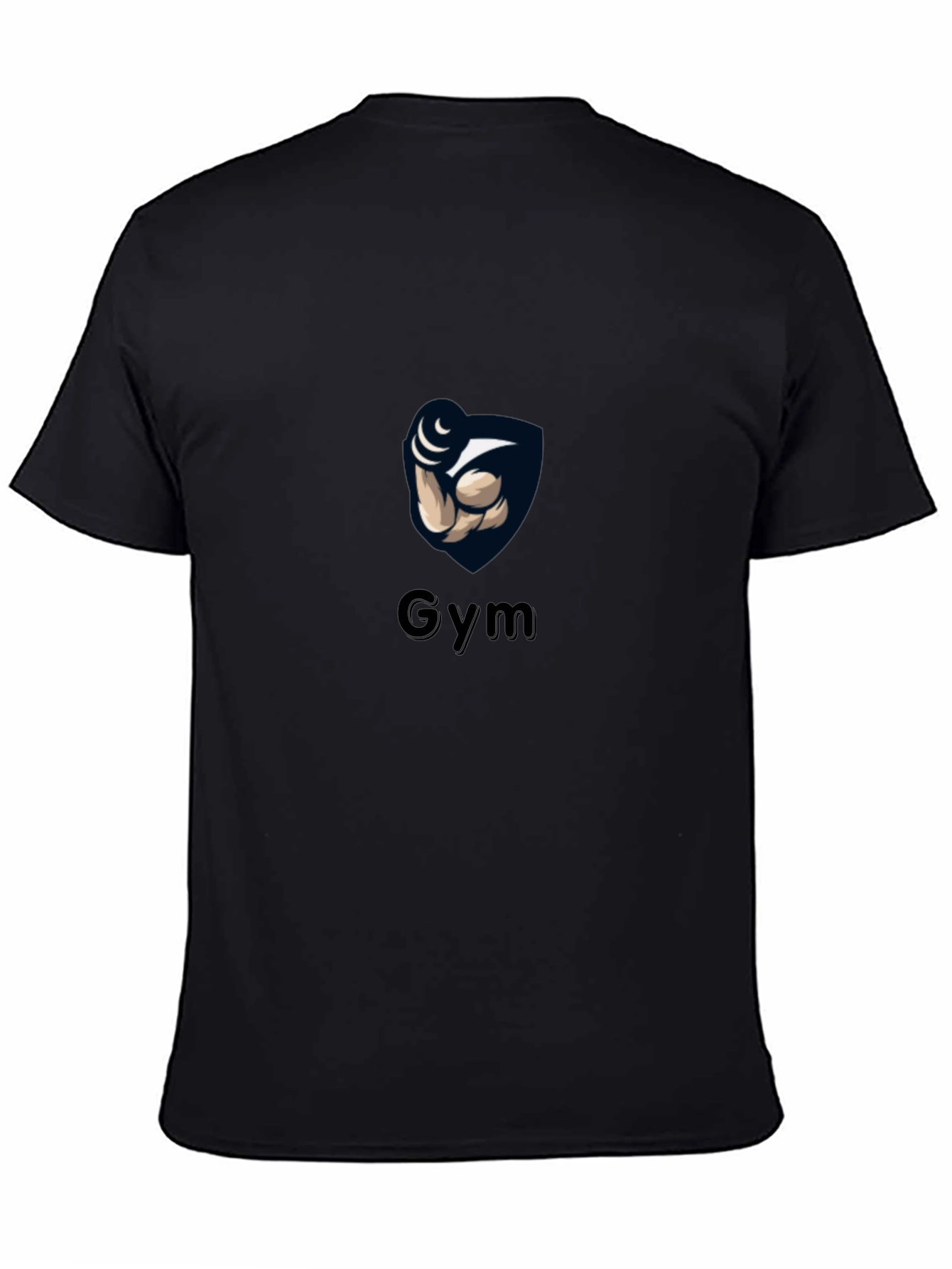Gym Black T-Shirt with Weightlifting Arm Design