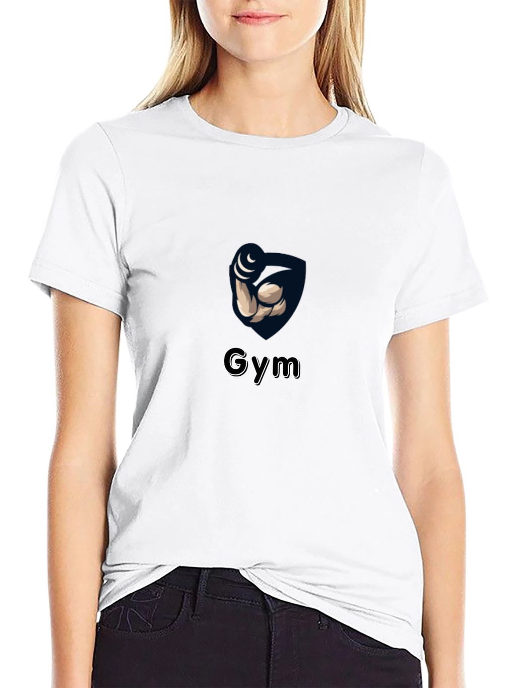 Gym Black T-Shirt with Weightlifting Arm Design