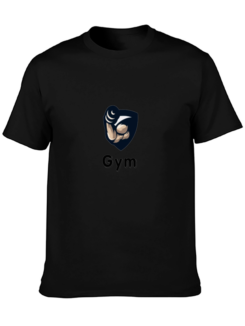 Gym Black T-Shirt with Weightlifting Arm Design
