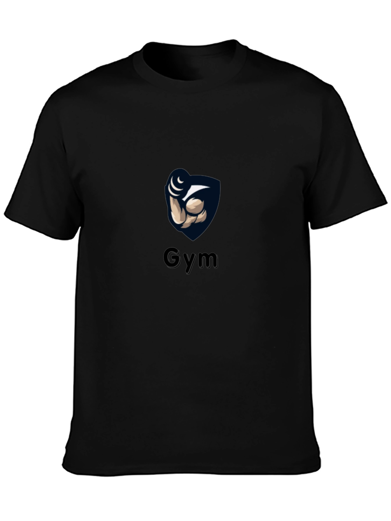 Gym Black T-Shirt with Weightlifting Arm Design